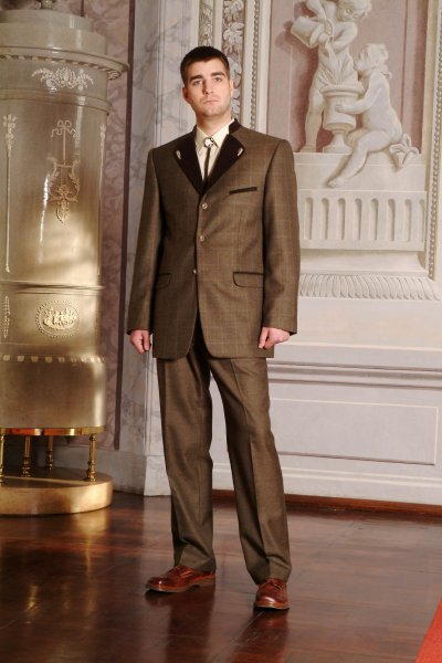 Samuel pánsky oblek hnedo-kockovaný